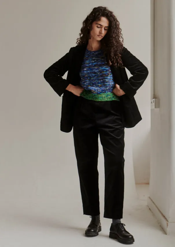 Cotton Velvet Pleat Front Trousers Women Velvet|Trousers
