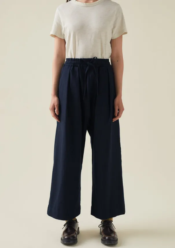 Outlet Cotton Wool Herringbone Pull On Trousers Women Trousers