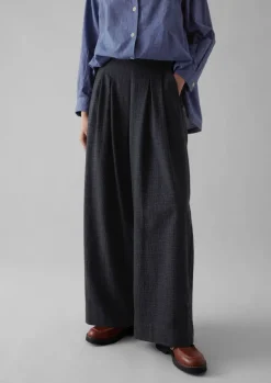 Outlet Cotton Wool Pleat Front Trousers Women Trousers