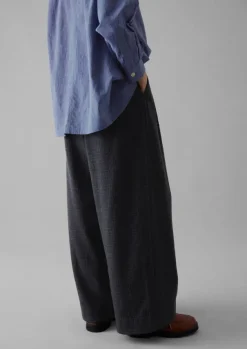 Outlet Cotton Wool Pleat Front Trousers Women Trousers