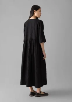 Online Crinkled Cotton V-Neck Dress Women Loungewear|Dresses