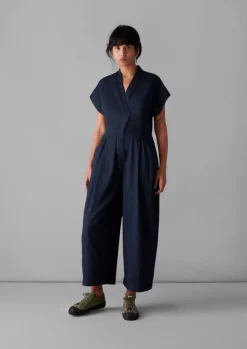 Cross Front Twill Jumpsuit Women Jumpsuits|Trousers