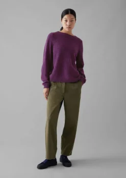 Darted Cotton Twill Trousers Women Trousers