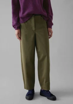 Darted Cotton Twill Trousers Women Trousers