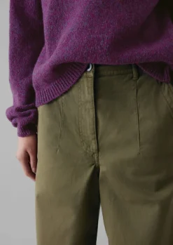 Darted Cotton Twill Trousers Women Trousers