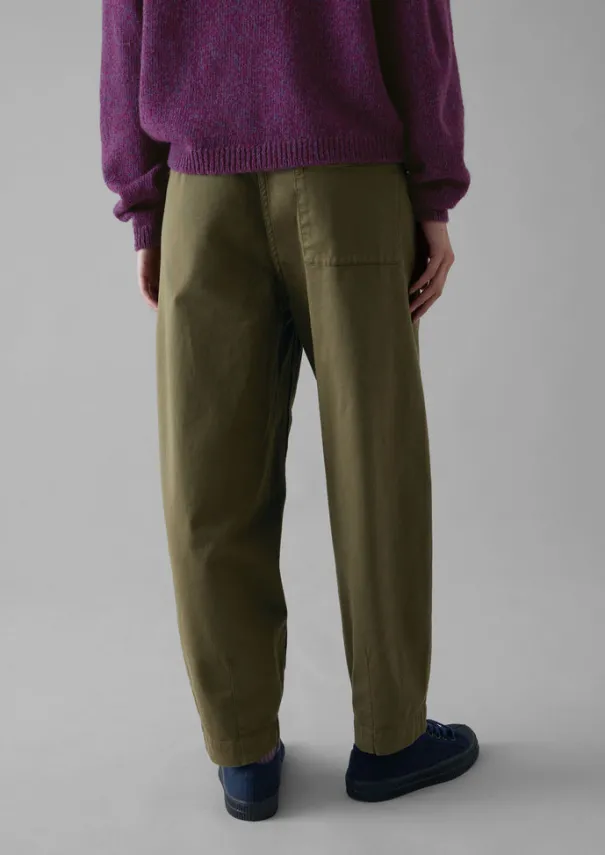 Darted Cotton Twill Trousers Women Trousers