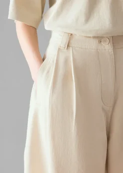 Sale Denim Pleat Front Trousers Women Denim|Jeans