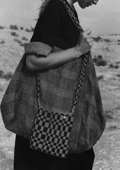 Etched Check Linen Bag Women Bags & Belts