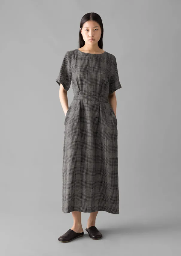 Outlet Etched Check Linen Dress Women Linen|Loungewear