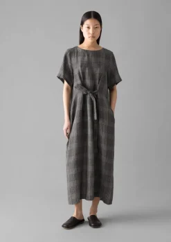 Outlet Etched Check Linen Dress Women Linen|Loungewear