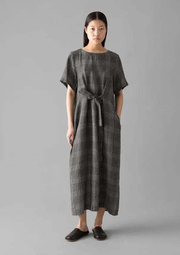 Outlet Etched Check Linen Dress Women Linen|Loungewear