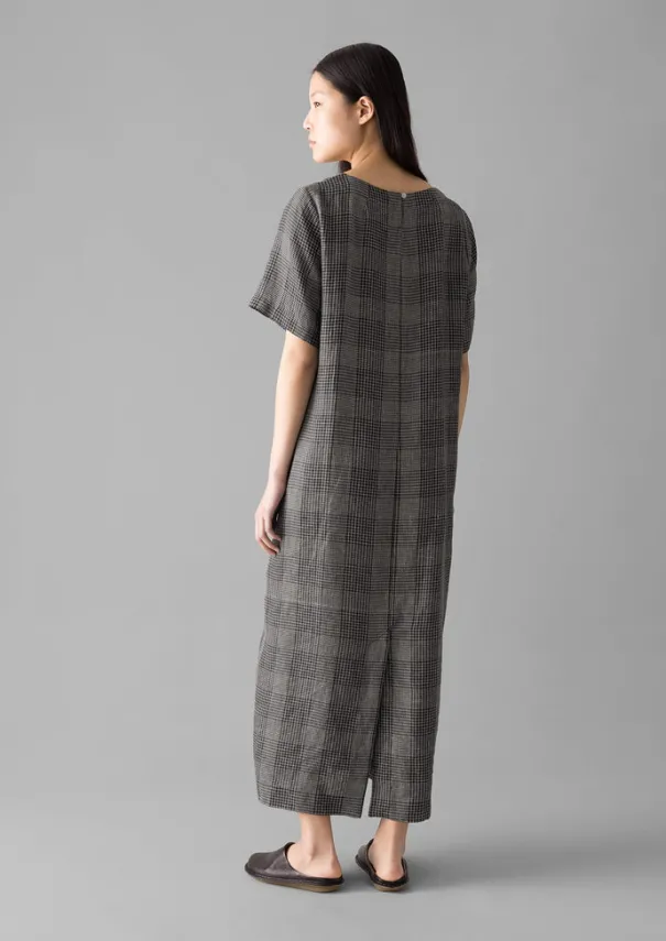 Outlet Etched Check Linen Dress Women Linen|Loungewear