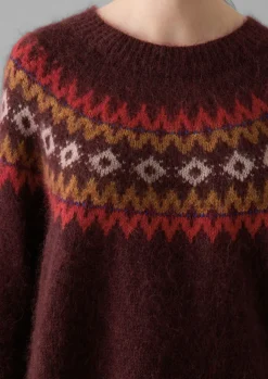 Hot Fair Isle Yoke Mohair Blend Easy Sweater Women Knitwear