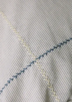 Fine Stripe Organic Cotton Embroidered Pillowcase Textiles|Bed Linen