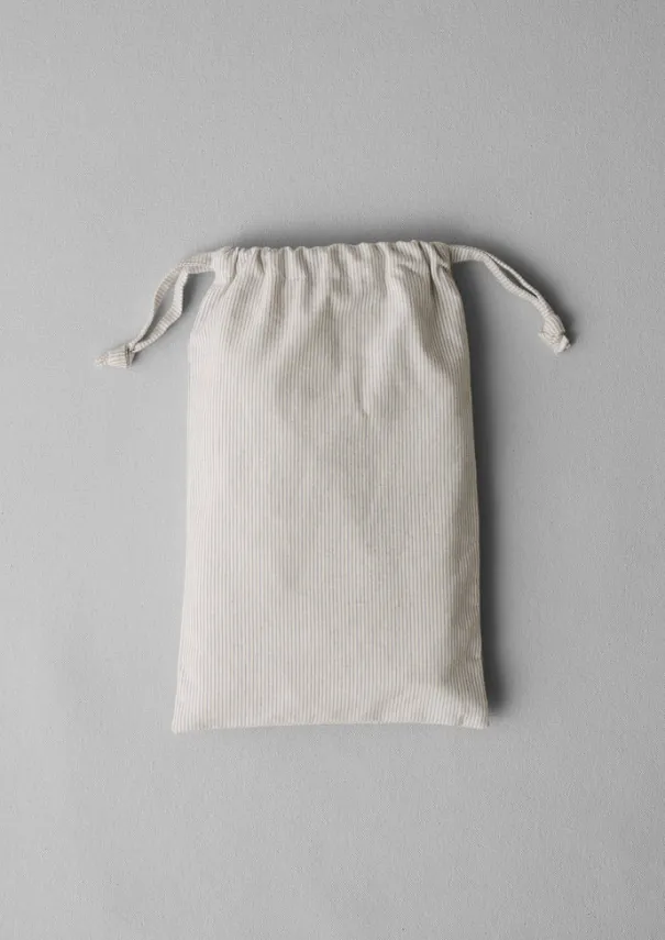 Fine Stripe Organic Cotton Embroidered Pillowcase Textiles|Bed Linen