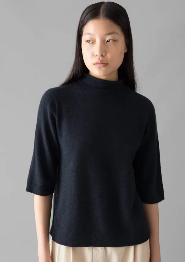 Fine Wool Cashmere Half Sleeve Sweater Women Cashmere|Knitwear