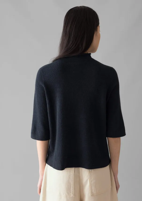 Fine Wool Cashmere Half Sleeve Sweater Women Cashmere|Knitwear