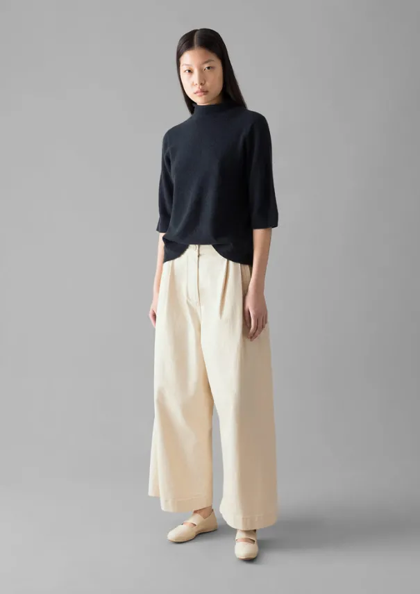 Fine Wool Cashmere Half Sleeve Sweater Women Cashmere|Knitwear