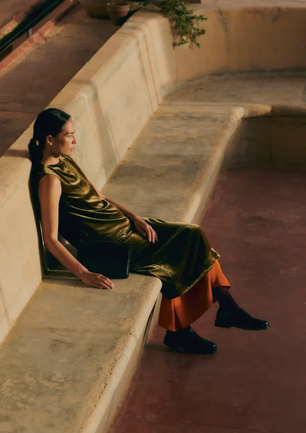 New Fluid Silk Velvet Dress Women Velvet|Dresses