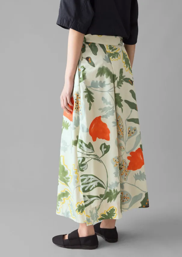 Hot Foliage Print Poplin Skirt Women Skirts