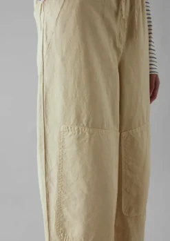 Hot Garment Dyed Cotton Linen Canvas Trousers Women Linen|Trousers