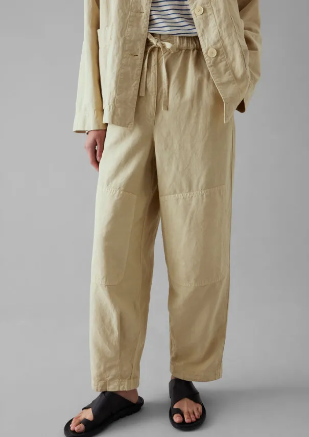 Hot Garment Dyed Cotton Linen Canvas Trousers Women Linen|Trousers
