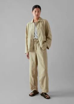Hot Garment Dyed Cotton Linen Canvas Trousers Women Linen|Trousers