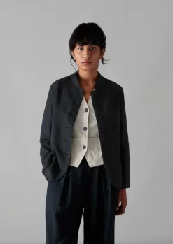 Clearance Garment Dyed Cotton Linen Neat Jacket Women Coats & Jackets