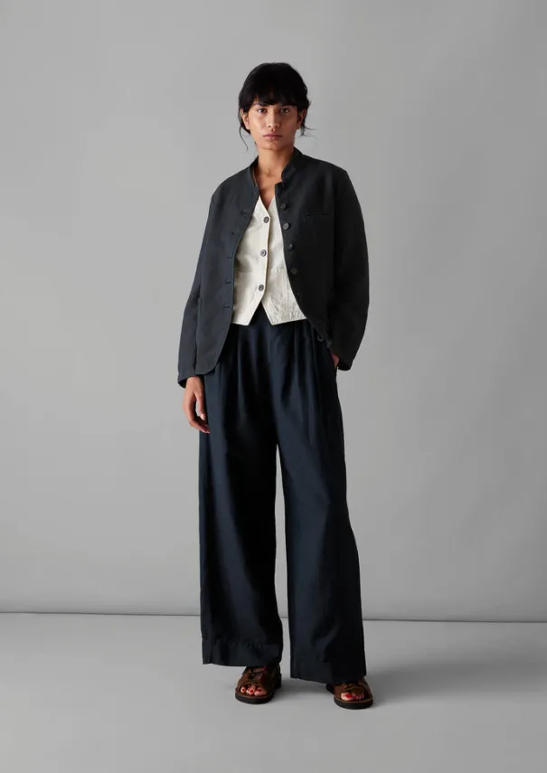 Clearance Garment Dyed Cotton Linen Neat Jacket Women Coats & Jackets