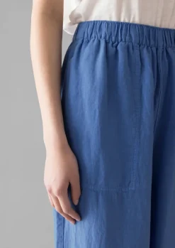 New Garment Dyed Linen Barrel Leg Trousers Women Linen|Loungewear