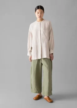 Best Garment Dyed Linen Barrel Leg Trousers Women Linen|Loungewear