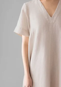 Clearance Garment Dyed Linen V-Neck Dress Women Linen|Loungewear