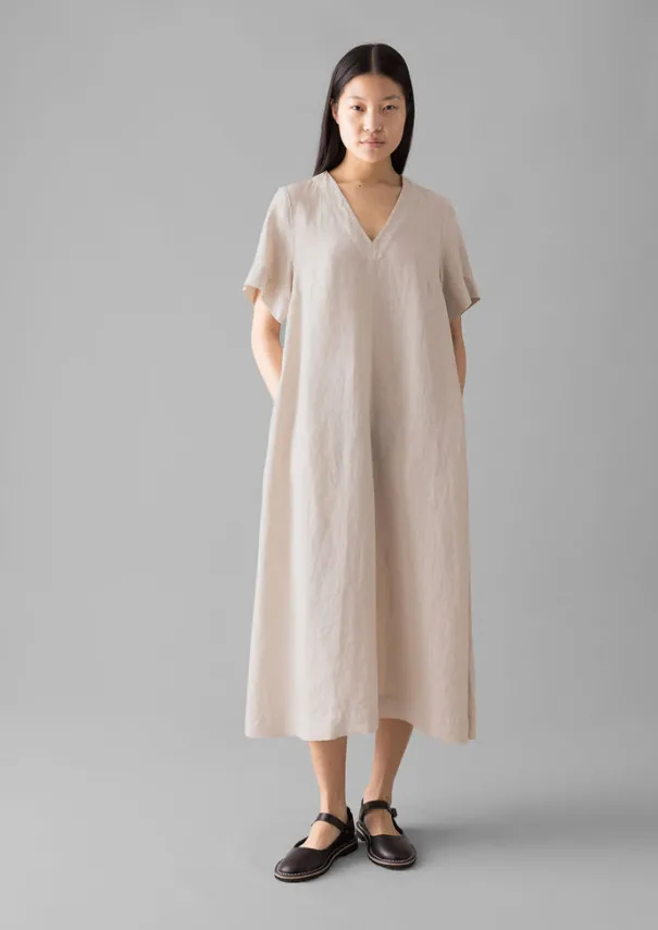 Clearance Garment Dyed Linen V-Neck Dress Women Linen|Loungewear