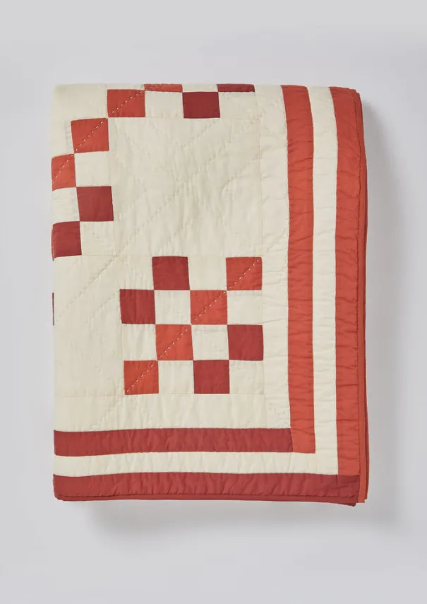 Geo Block Patchwork Cotton Quilt Textiles|Blankets & Throws