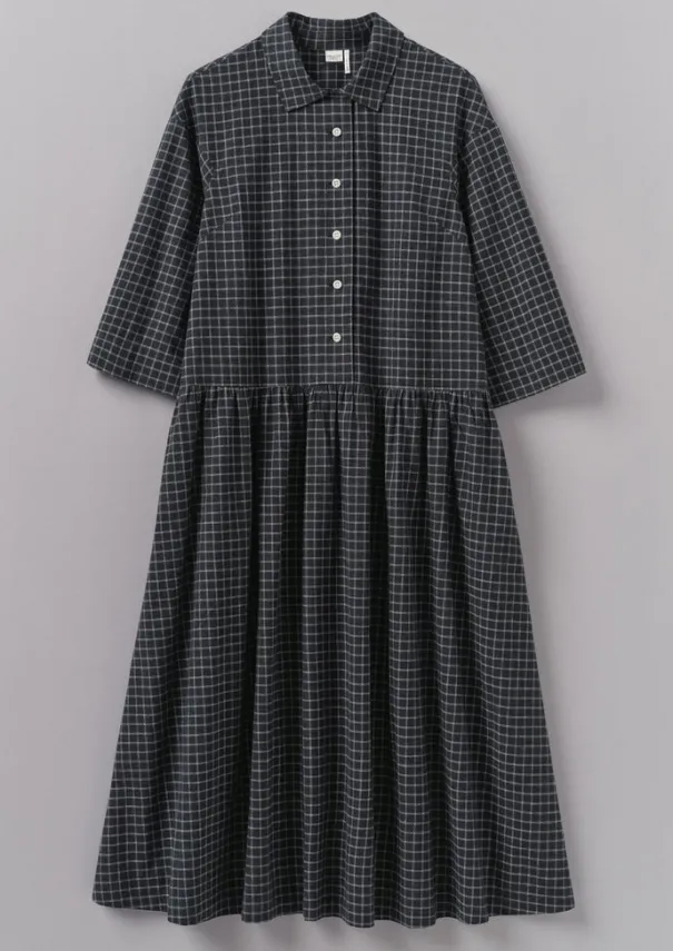 Discount Graph Check Cotton Cashmere Shirt Dress Women Cashmere|Loungewear
