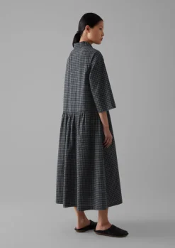 Discount Graph Check Cotton Cashmere Shirt Dress Women Cashmere|Loungewear