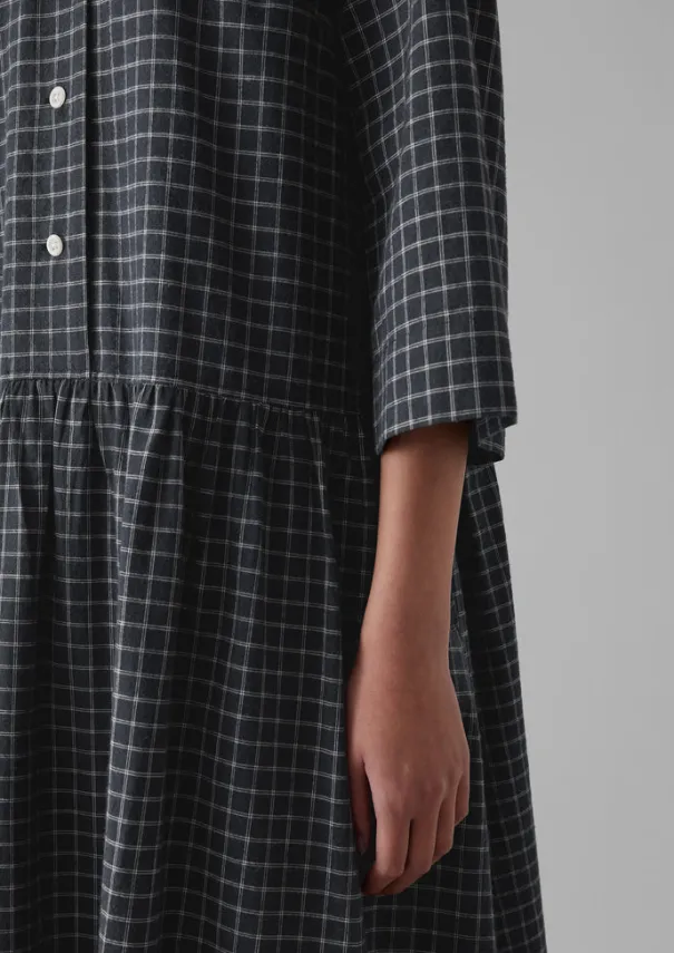 Discount Graph Check Cotton Cashmere Shirt Dress Women Cashmere|Loungewear
