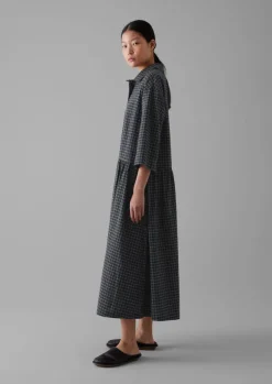 Discount Graph Check Cotton Cashmere Shirt Dress Women Cashmere|Loungewear