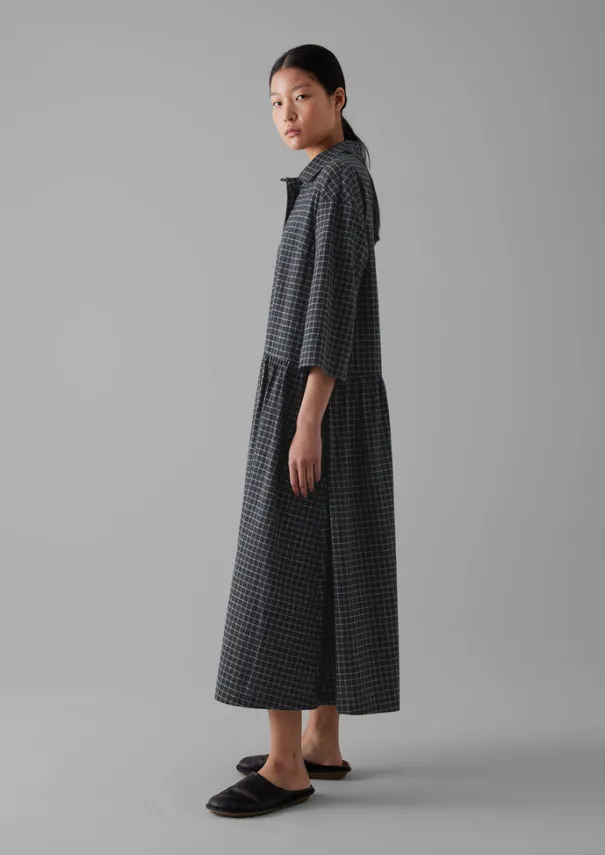 Discount Graph Check Cotton Cashmere Shirt Dress Women Cashmere|Loungewear