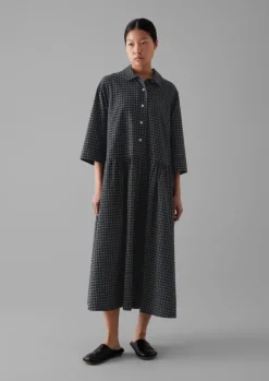 Discount Graph Check Cotton Cashmere Shirt Dress Women Cashmere|Loungewear