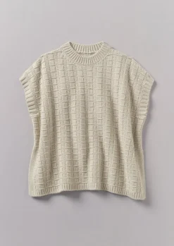 Grid Stitch Wool Cotton Tank Women Knitwear