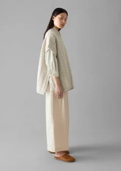 Grid Stitch Wool Cotton Tank Women Knitwear