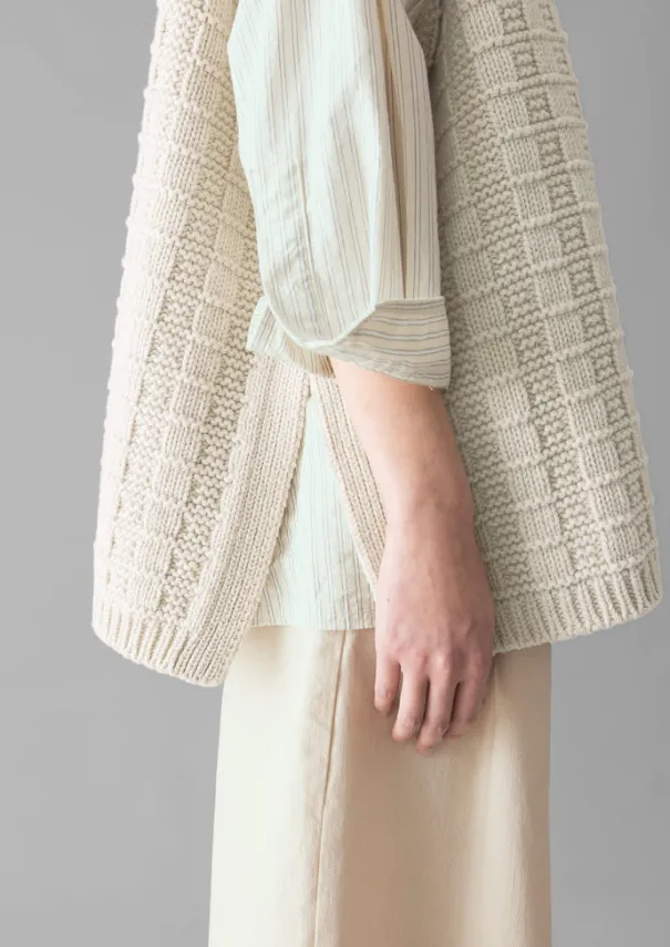 Grid Stitch Wool Cotton Tank Women Knitwear