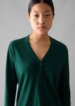 Hot Half Placket Cotton Linen Tee Women Linen|Jersey