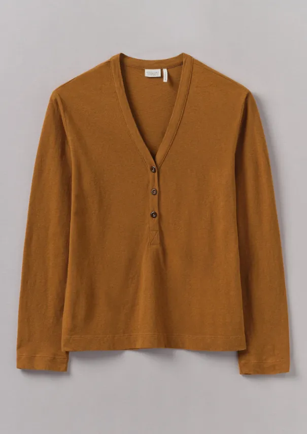 Best Half Placket Cotton Linen Tee Women Linen|Jersey