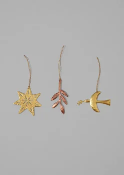 Hammered Metal Sprig Decoration Christmas Decorations