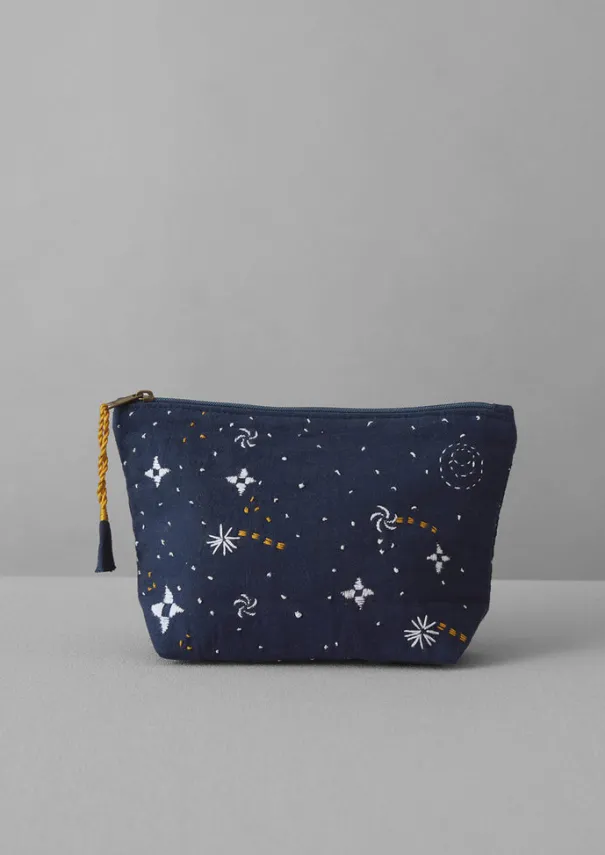 Outlet Hand Embroidered Celestial Pouch Textiles|Bathroom