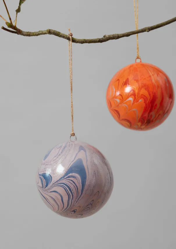 Online Hand Marbled Bauble Christmas Decorations