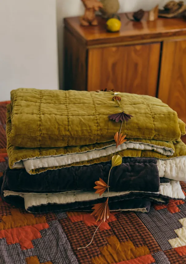 Outlet Hand Stitched Velvet Quilt Textiles|Blankets & Throws