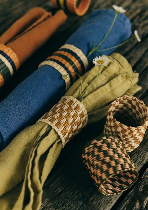 Clearance Hand Woven Iraca Napkin Rings Textiles|Kitchen
